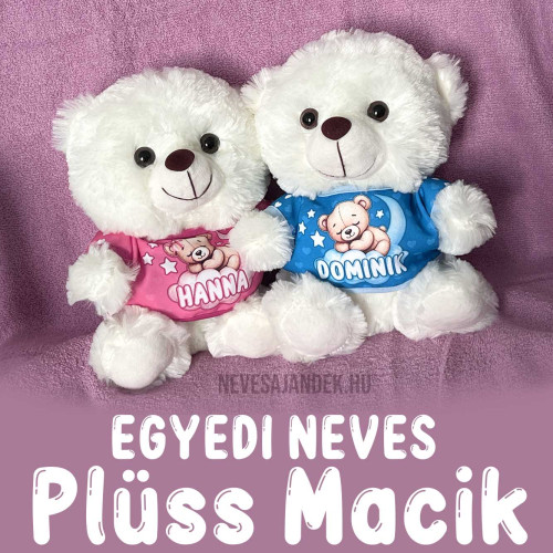 Egyedi Neves Plüss Maci Babaköszöntő Ajándék
