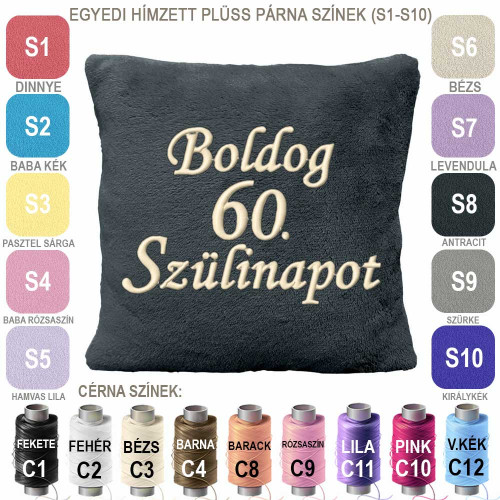 Egyedi Hímzett Plüss Párna Születésnapra 45x45
