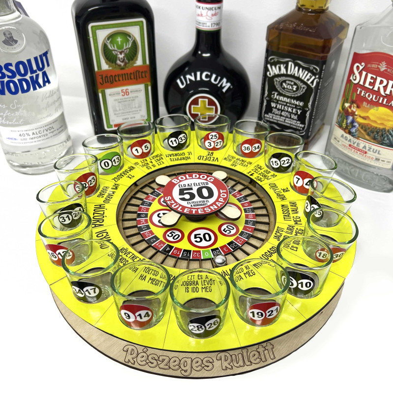 🎉 Részeges Rulett – Az 50. születésnap kötelező partyjátéka! 🍾