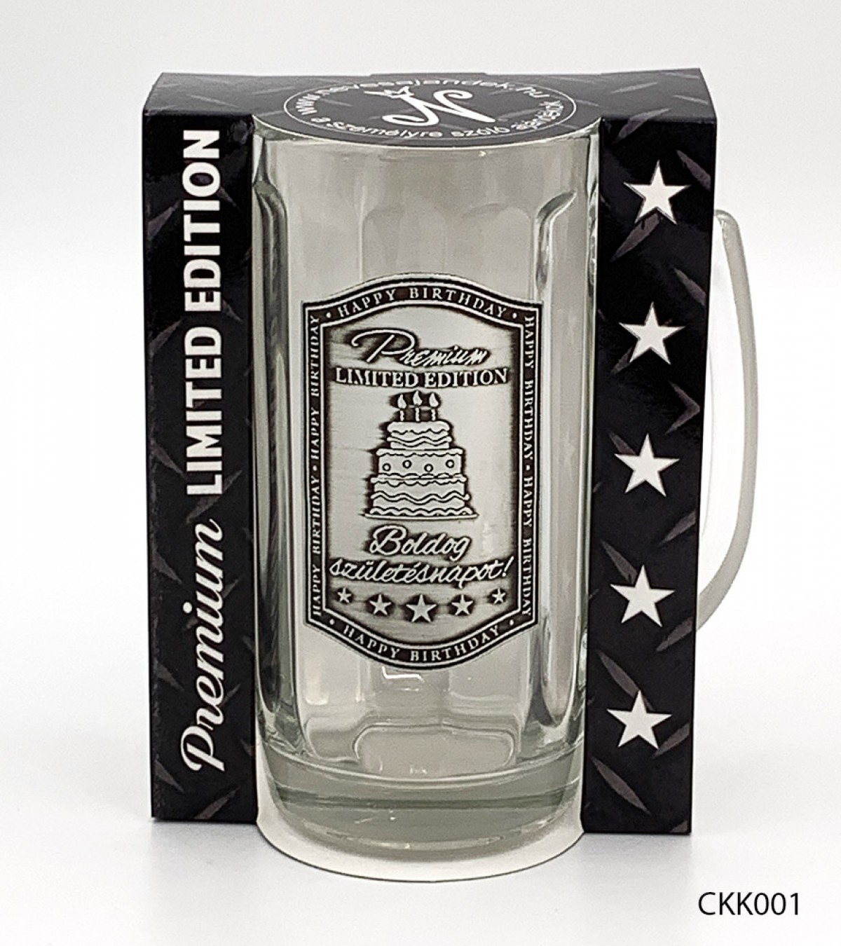 (CKK001) Fémcímkés Söröskorsó 0,3 l - Boldog Szülinapot felirattal - Szülinapi Ajándék
