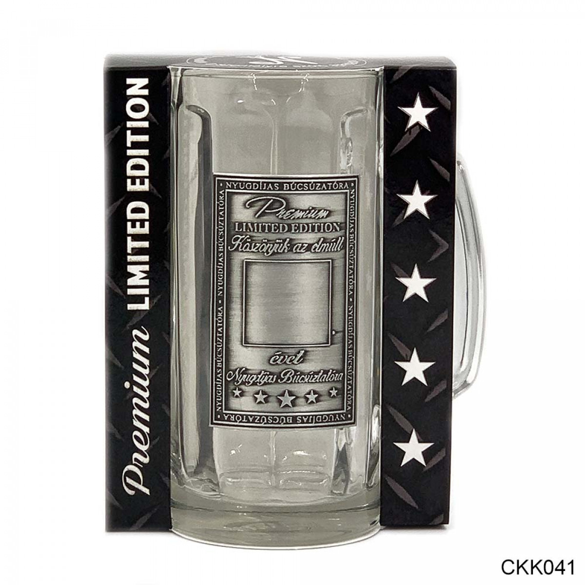 (CKK041) Fémcímkés Söröskorsó 0,3 l -Nyugdíjas Búcsúztatóra - Írható - Nyugdíjas Ajándék