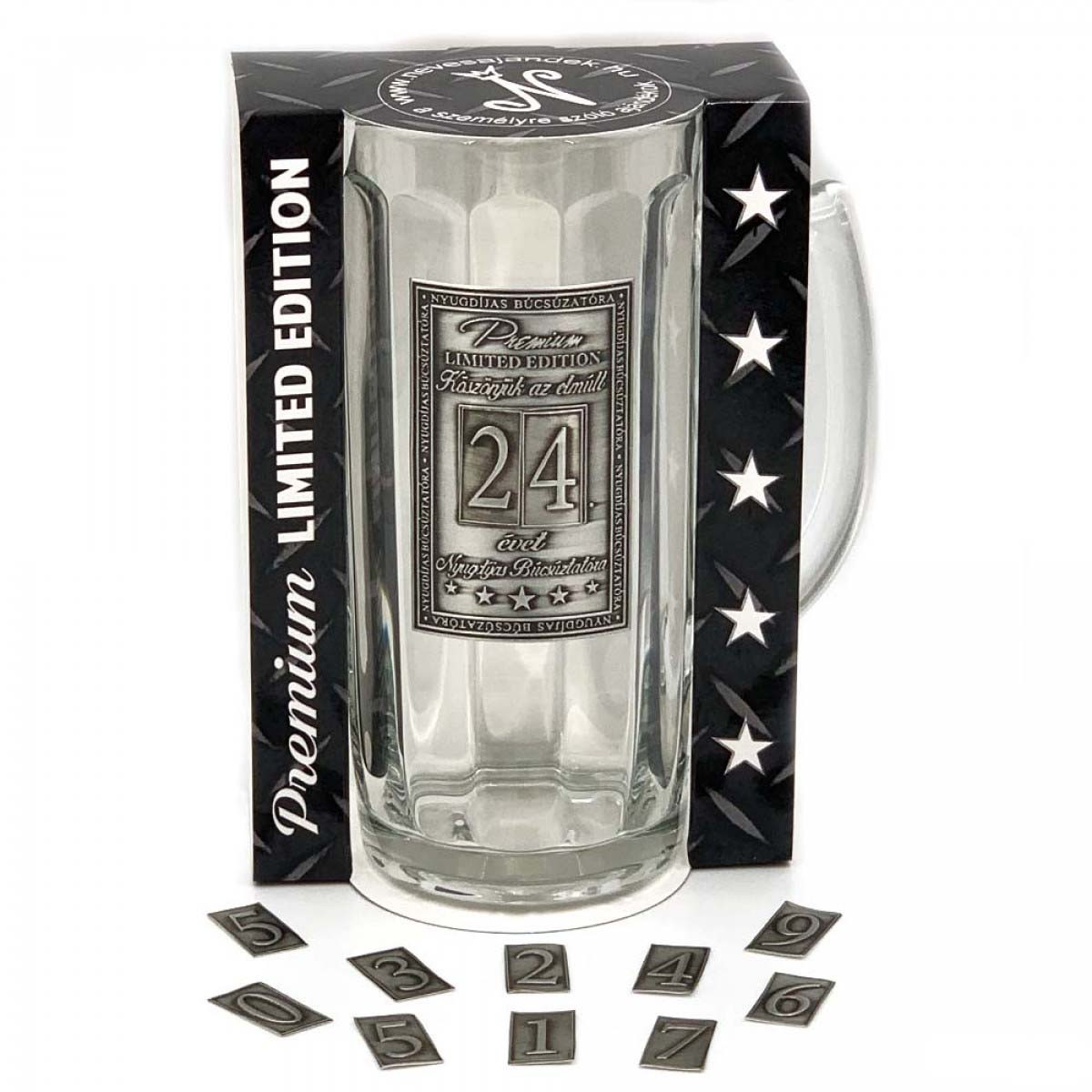 (CKN042) Fémcímkés Söröskorsó 0,5 l - Nyugdíjas Búcsúztatóra -Választható számos - Nyugdíjas Ajándék