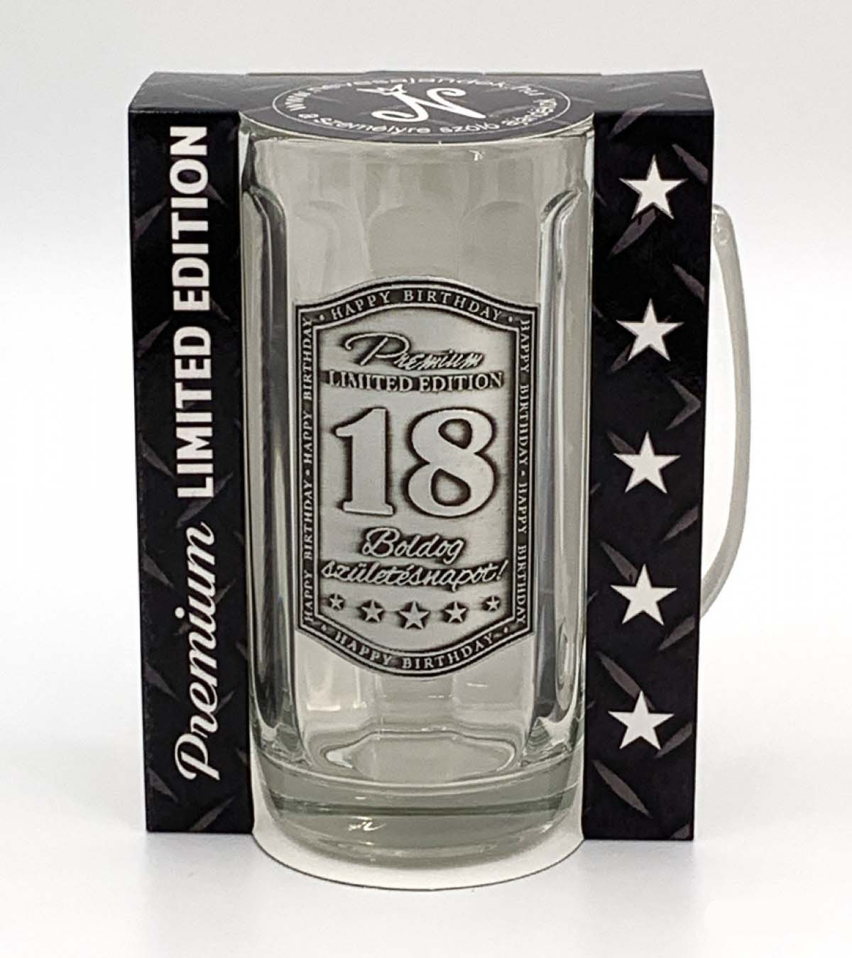(CKK002) Fémcímkés Söröskorsó 0,3 l - Boldog 18. Szülinapot felirattal - 18. Szülinapi Ajándék