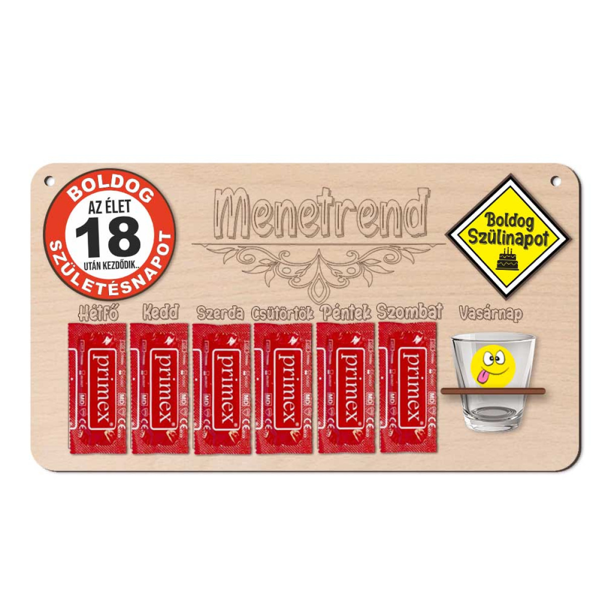 Vicces Menetrend Tábla - Heti Menetrend - Boldog 18 Születésnapot - 18. Születésnapi Ajándék