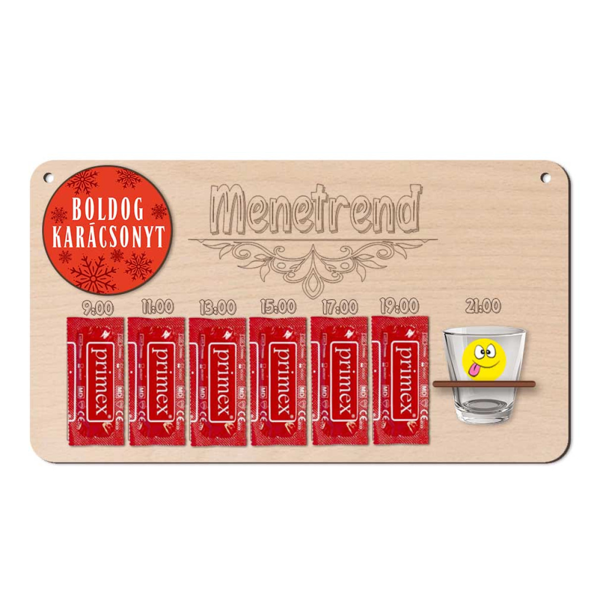 Vicces Menetrend Tábla - Napi Menetrend - Boldog Karácsonyt - Karácsonyi Ajándék