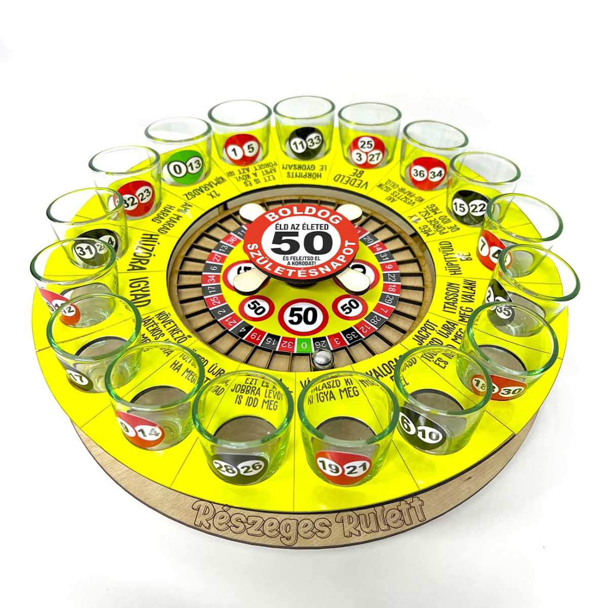 Részeges Rulett Ivós Játék - Boldog 50. Szülinapot - Ivós Rulett Társasjáték