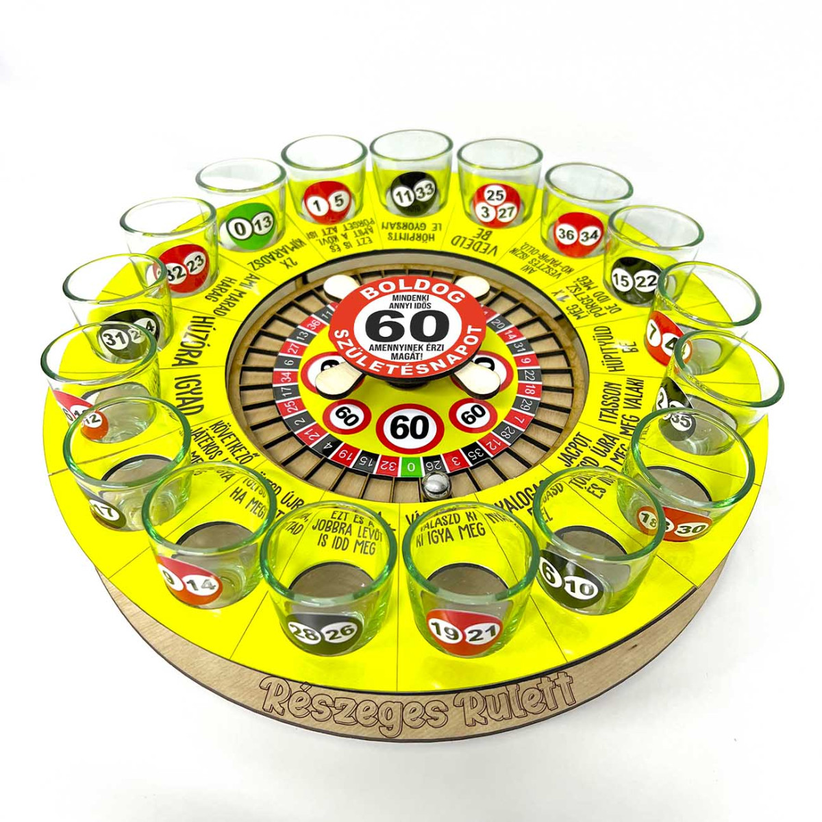 Részeges Rulett Ivós Játék - Boldog 60. Szülinapot - Ivós Rulett Társasjáték