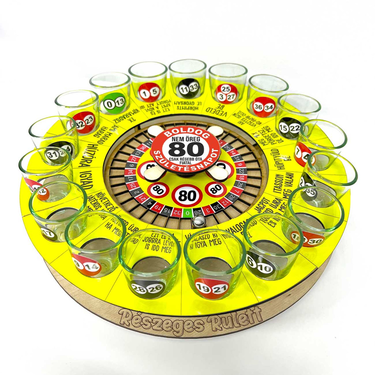 Részeges Rulett Ivós Játék - Boldog 80. Szülinapot - Ivós Rulett Társasjáték