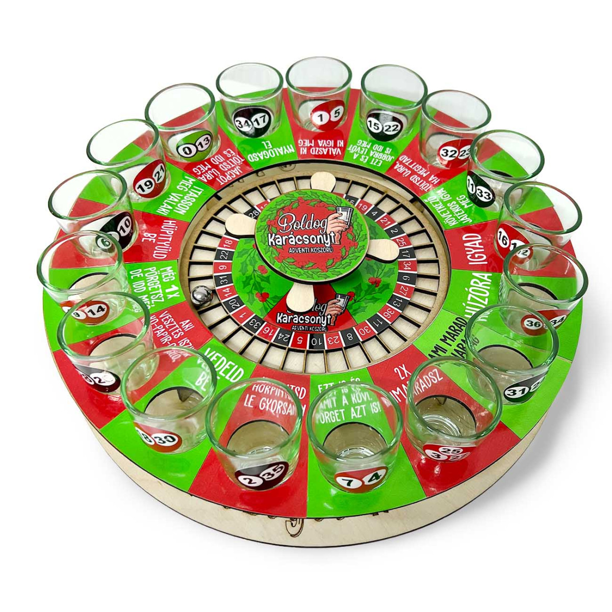 Részeges Rulett Ivós Játék - Boldog Karácsonyt Adventi Koszorú - Ivós Rulett Társasjáték Karácsonyra