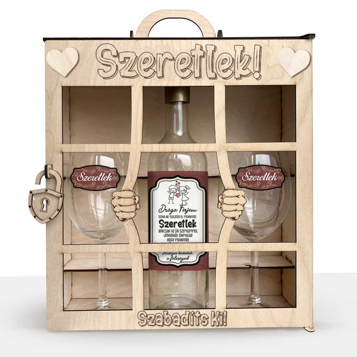 Börtönös Boros Italos Szett - Drága Férjem - Férjnek Ajándék Boros Ajándékszett