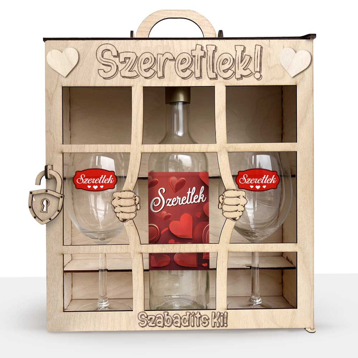 Börtönös Boros Italos Szett - Szeretlek - Szerelmes Ajándék Szett Boros Ajándékszett