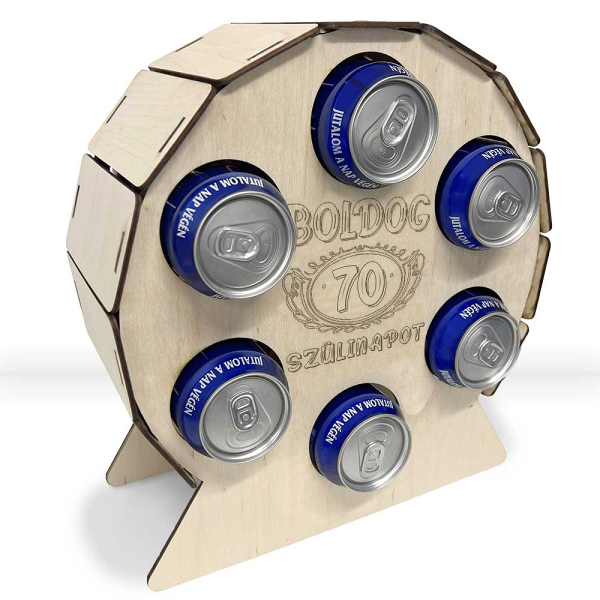 Fa Hatos Sörtartó Hordó - Boldog 70 Szülinapot - Vicces Sörös Ajándék 70. Születésnapra