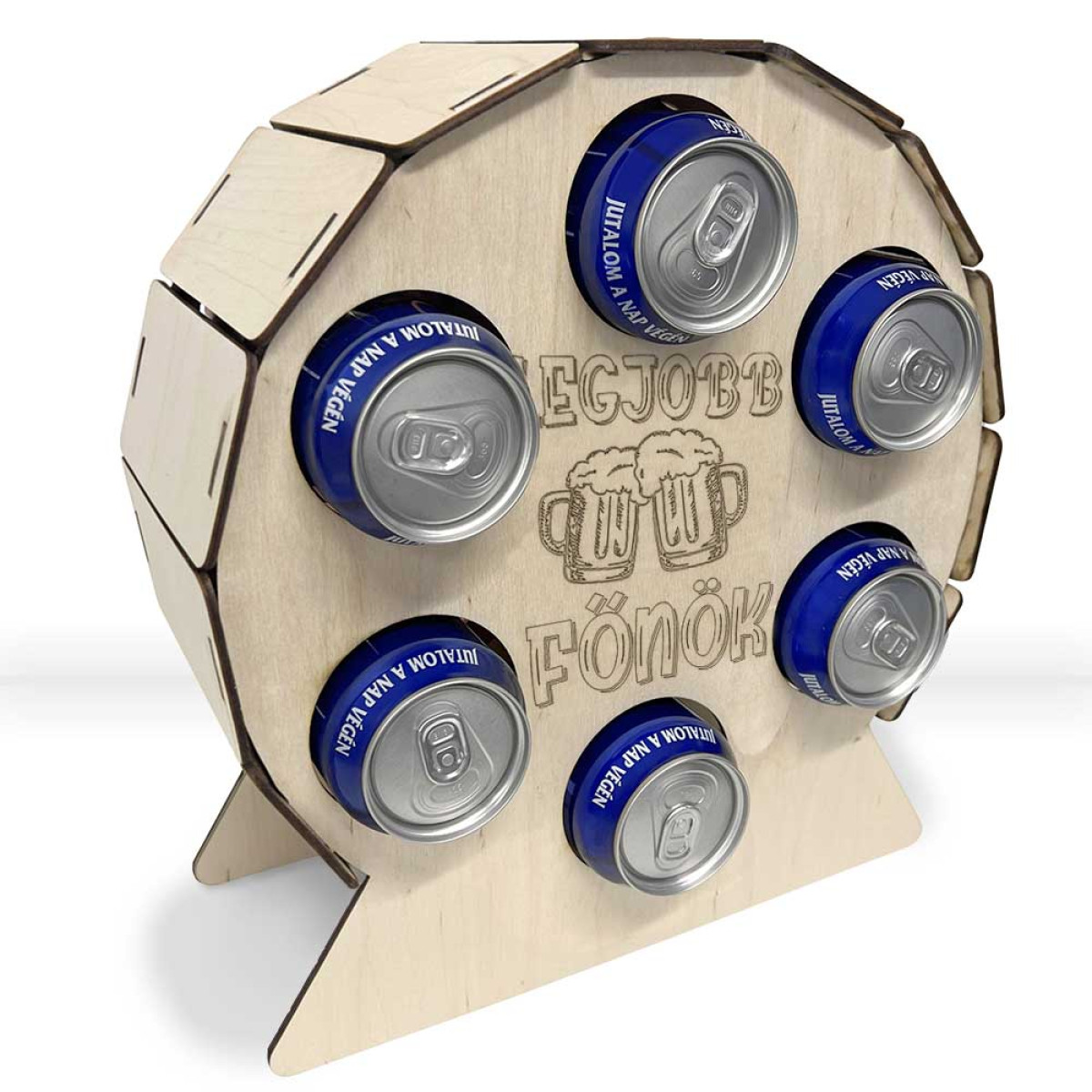 Fa Hatos Sörtartó Hordó - Legjobb Főnök - Vicces Sörös Ajándék Főnöknek