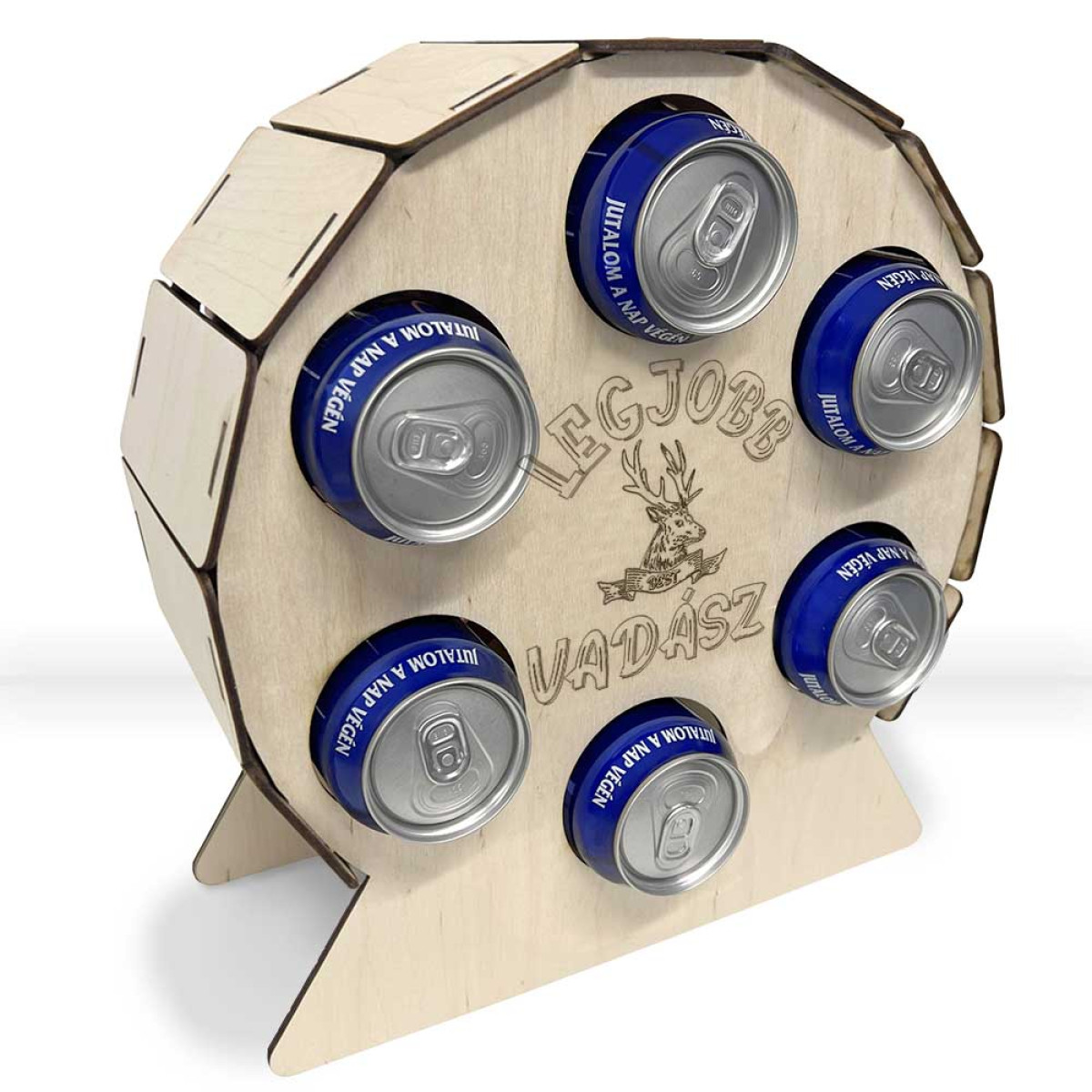 Fa Hatos Sörtartó Hordó - Legjobb Horgász - Vicces Sörös Ajándék Horgásznak