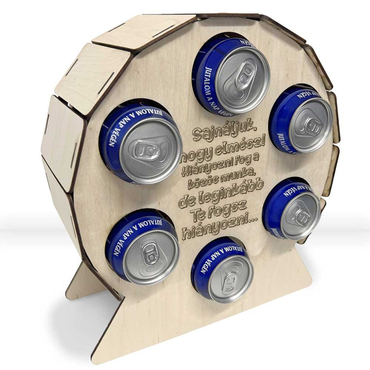 Fa Hatos Sörtartó Hordó - Sajnáljuk, hogy elmész - Vicces Sörös Ajándék Munkahelyi Kolléga Búcsúztatóra
