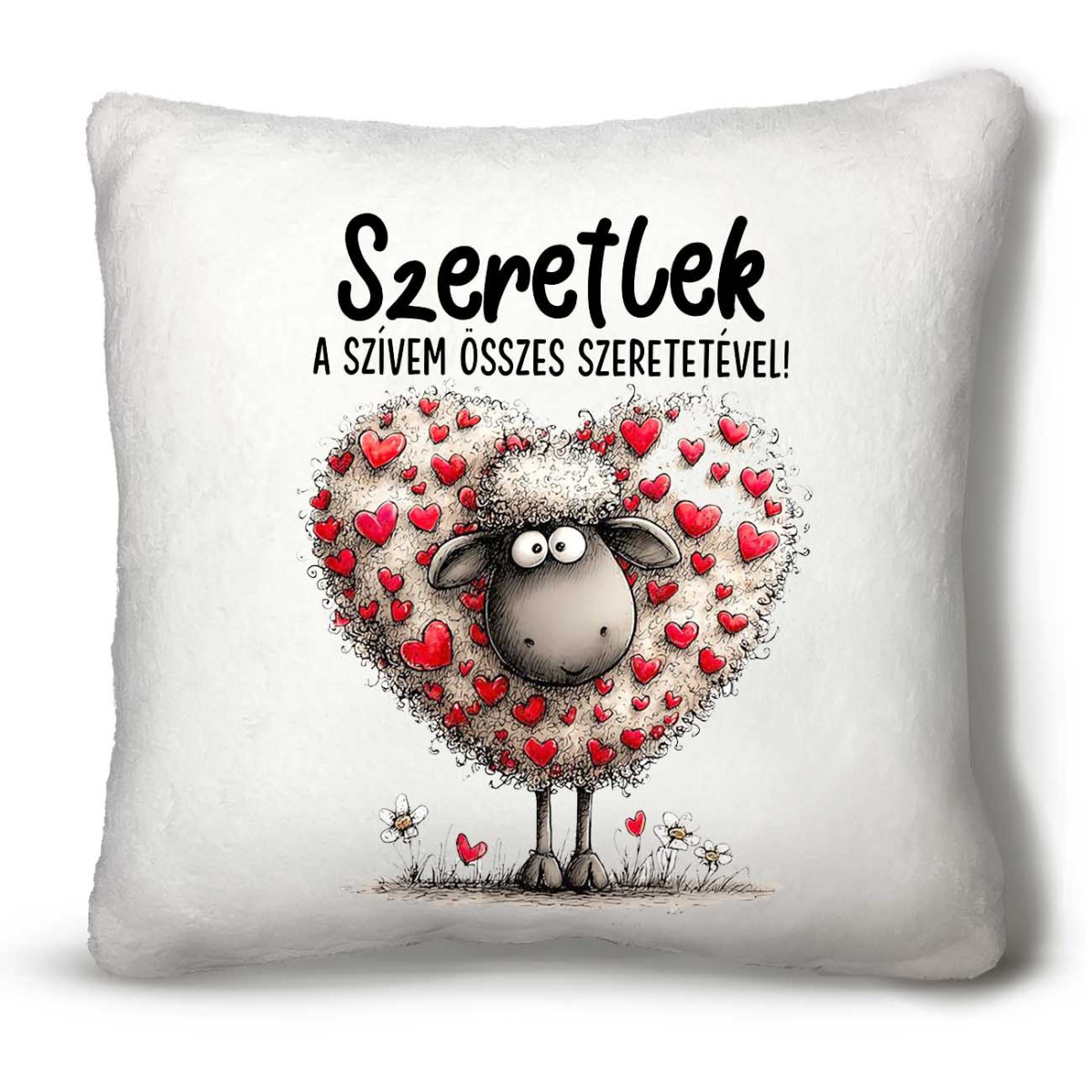 Nagy Négyzet Plüss Párna 45 x45 cm – Szeretlek a szívem összes szeretetével - Valentin-napi ajándék plüss párna