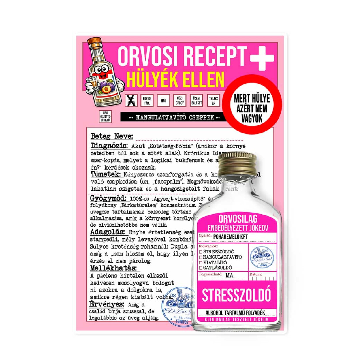 Vicces Orvosi Recept + Laposüveg – Hülyék Ellen - Vicces Ajándék