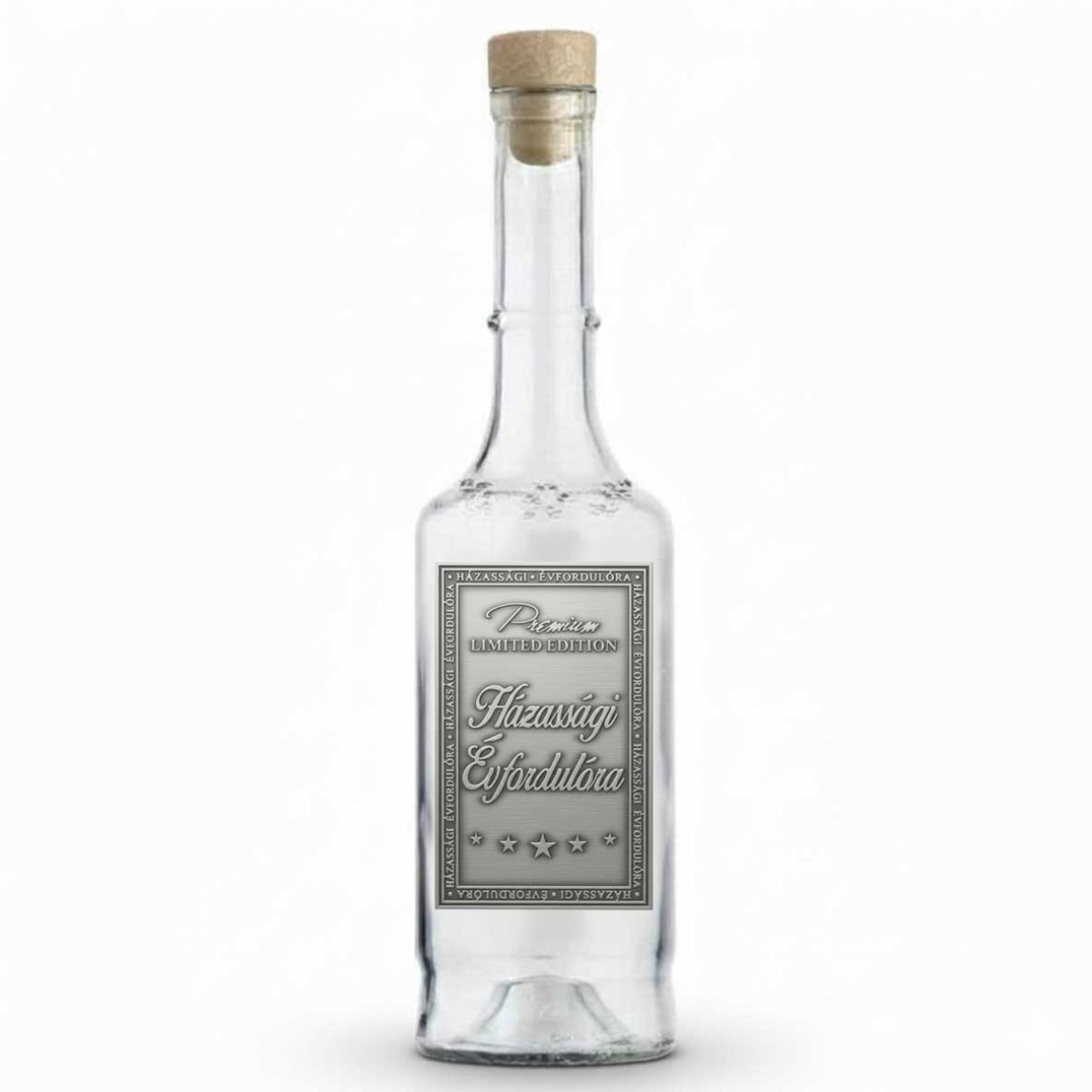 Fémcímkés Pálinkás Üveg 0,5 l - Házassági Évfordulóra - Évfordulós Ajándék