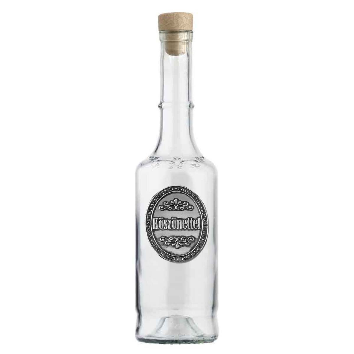 Ovális Fémcímkés Pálinkás Üveg 0,3 l - Köszönettel - Ajándék Ötletek