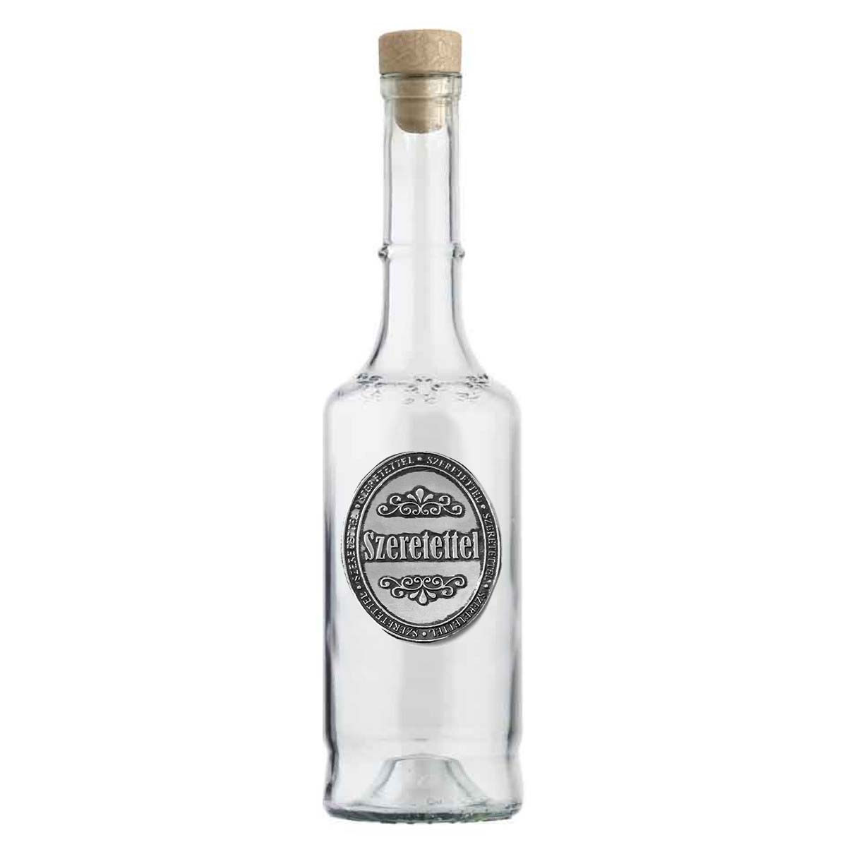 Ovális Fémcímkés Pálinkás Üveg 0,3 l - Szeretettel - Ajándék Ötletek