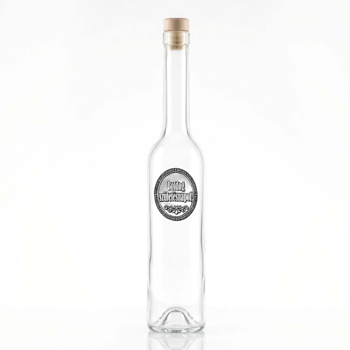 Ovális Fémcímkés Svéd Pálinkás üveg - Boldog Születésnapot felirattal - Születésnapi Ajándék