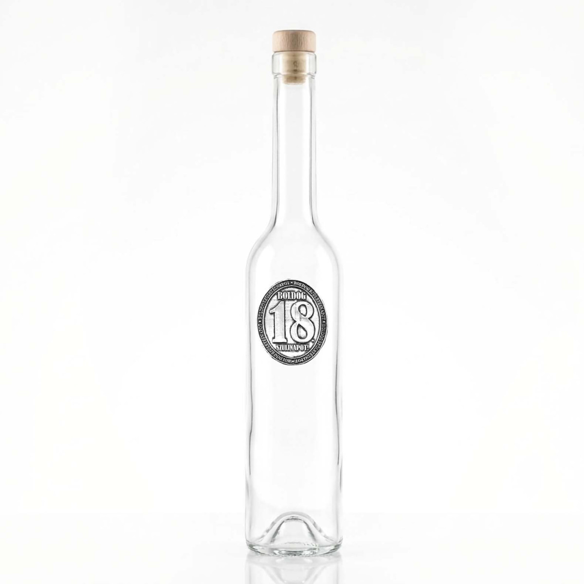 Ovális Fémcímkés Svéd Pálinkás üveg - Boldog 18. Szülinapot felirattal - Születésnapi Ajándék