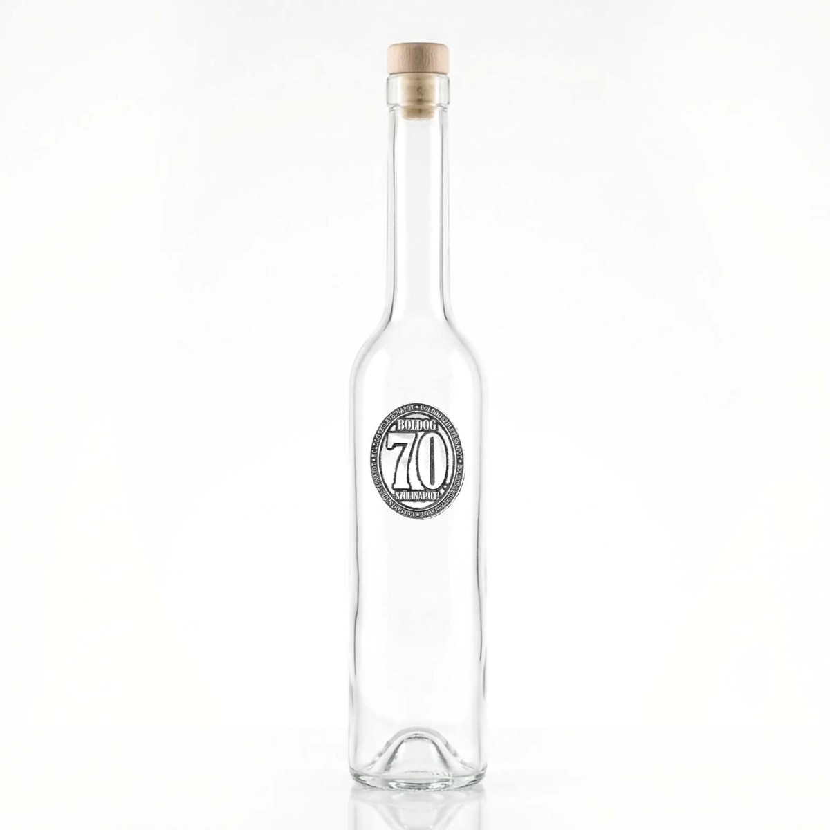Ovális Fémcímkés Svéd Pálinkás üveg - Boldog 70. Szülinapot felirattal - Születésnapi Ajándék