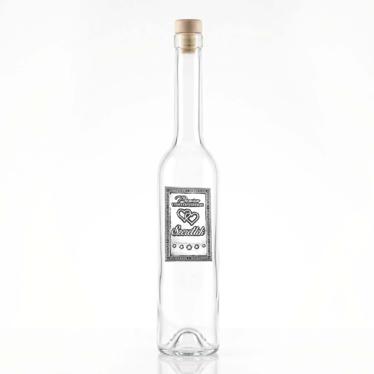 Fémcímkés Svéd Pálinkás üveg - Szeretlek felirattal - Szerelmes Ajándék