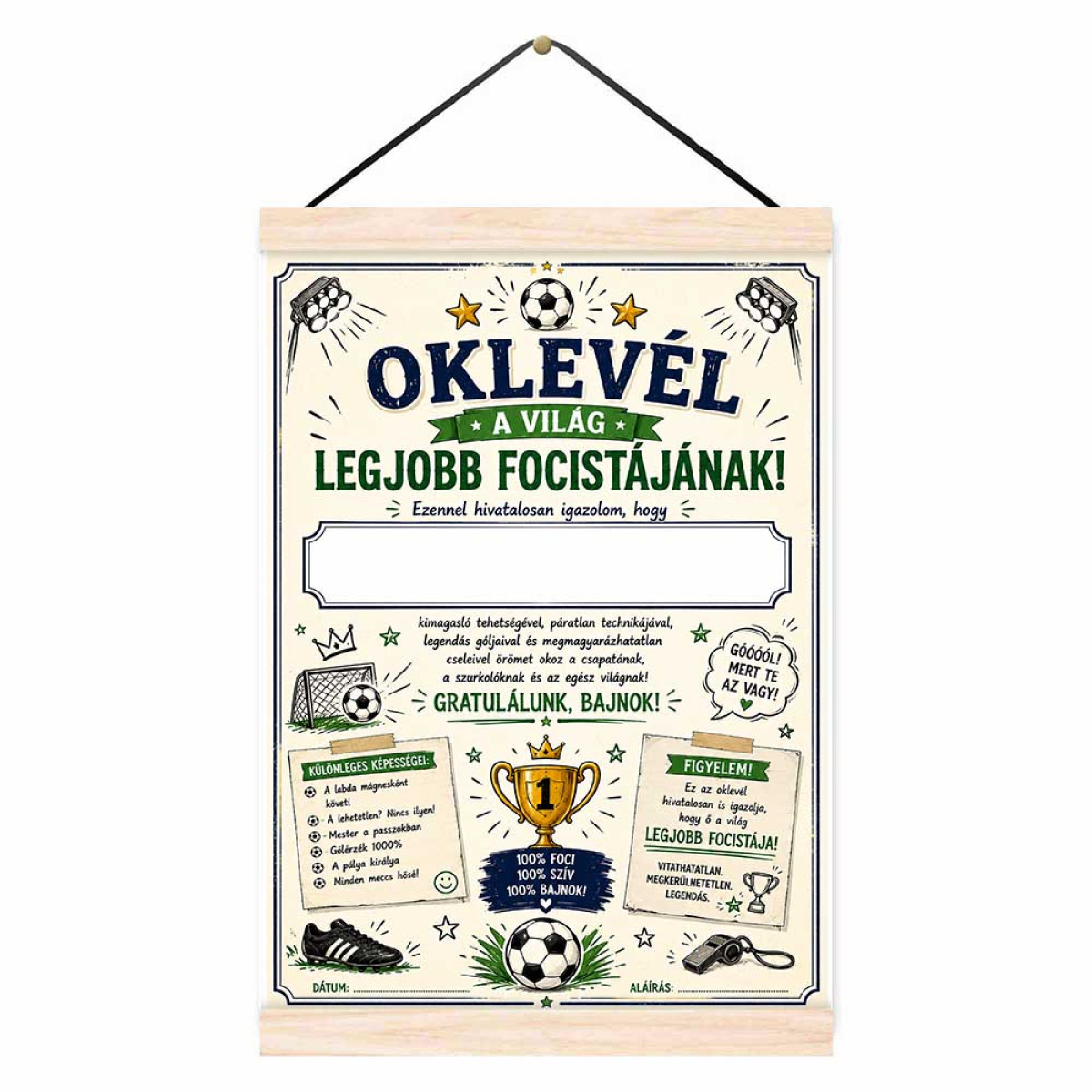 Oklevél A Világ Legjobb Focistájának - Ajándék Focistáknak