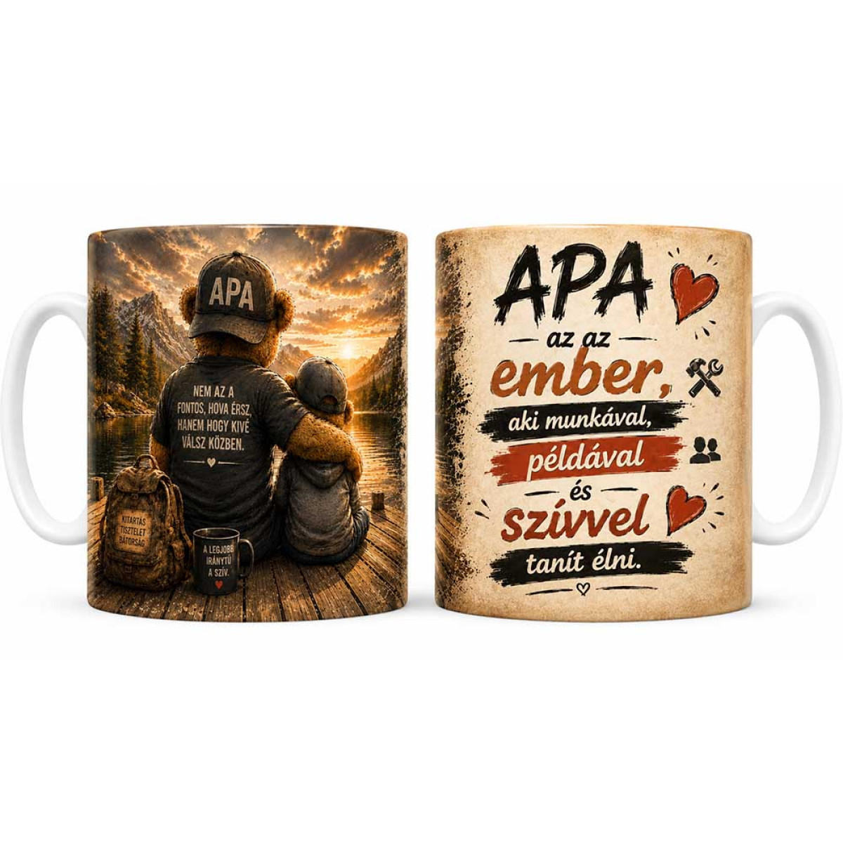 (B1420) Bögre Apáknak - Apa az az ember - Apák Napi Ajándék Apukáknak