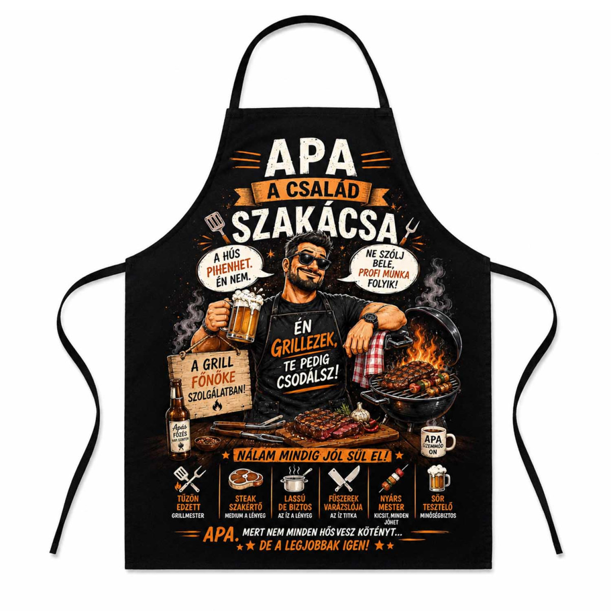 (TK078) Vicces kötény - Apa a család szakácsa - Apáknak Ajándék