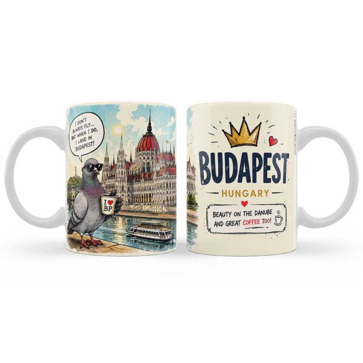 (B1423) Budapest Bögre Galambbal – Budapest Hungary Szuvenír