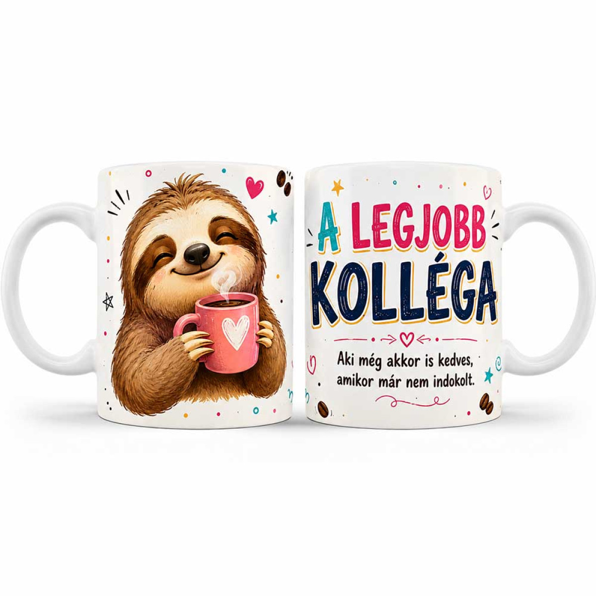 (B1454) Vicces Kolléga Bögre – A Legjobb Kolléga Aki Még Akkor is Kedves – Ajándék Kollégának Kávés Lajhárral