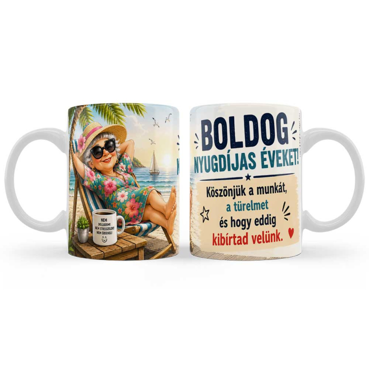 (B1475) Vicces Nyugdíjas Bögre Nőknek – Boldog Nyugdíjas Éveket! – Ajándék Nyugdíjba Vonulásra