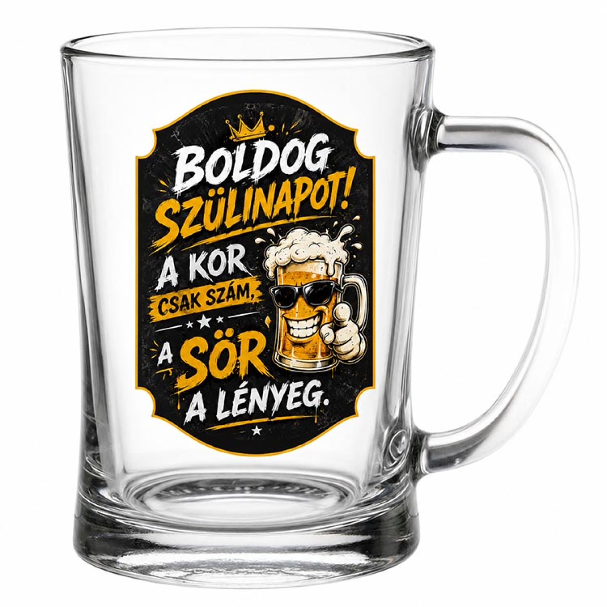 (SS394) Boldog Szülinapot Vicces Söröskorsó 500 ml – A kor csak szám, a sör a lényeg