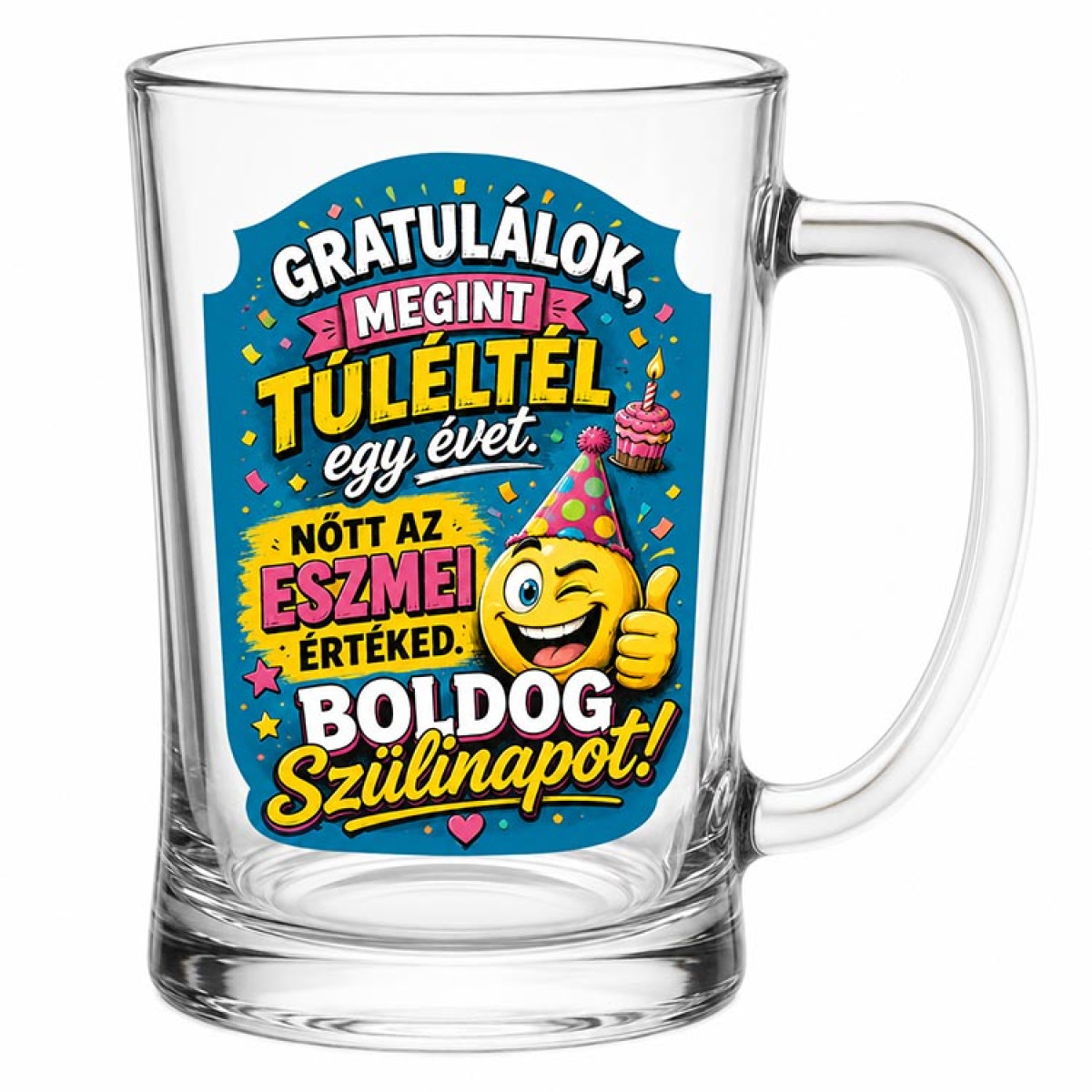 (SS395) Vicces Születésnapi Söröskorsó 500 ml – Gratulálok, megint túléltél egy évet
