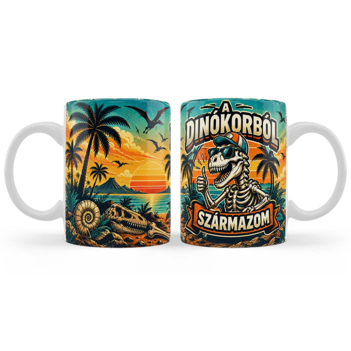 (B1479) A Dinókorból Származom Vicces Bögre – Dinoszauruszos Születésnapi Ajándék