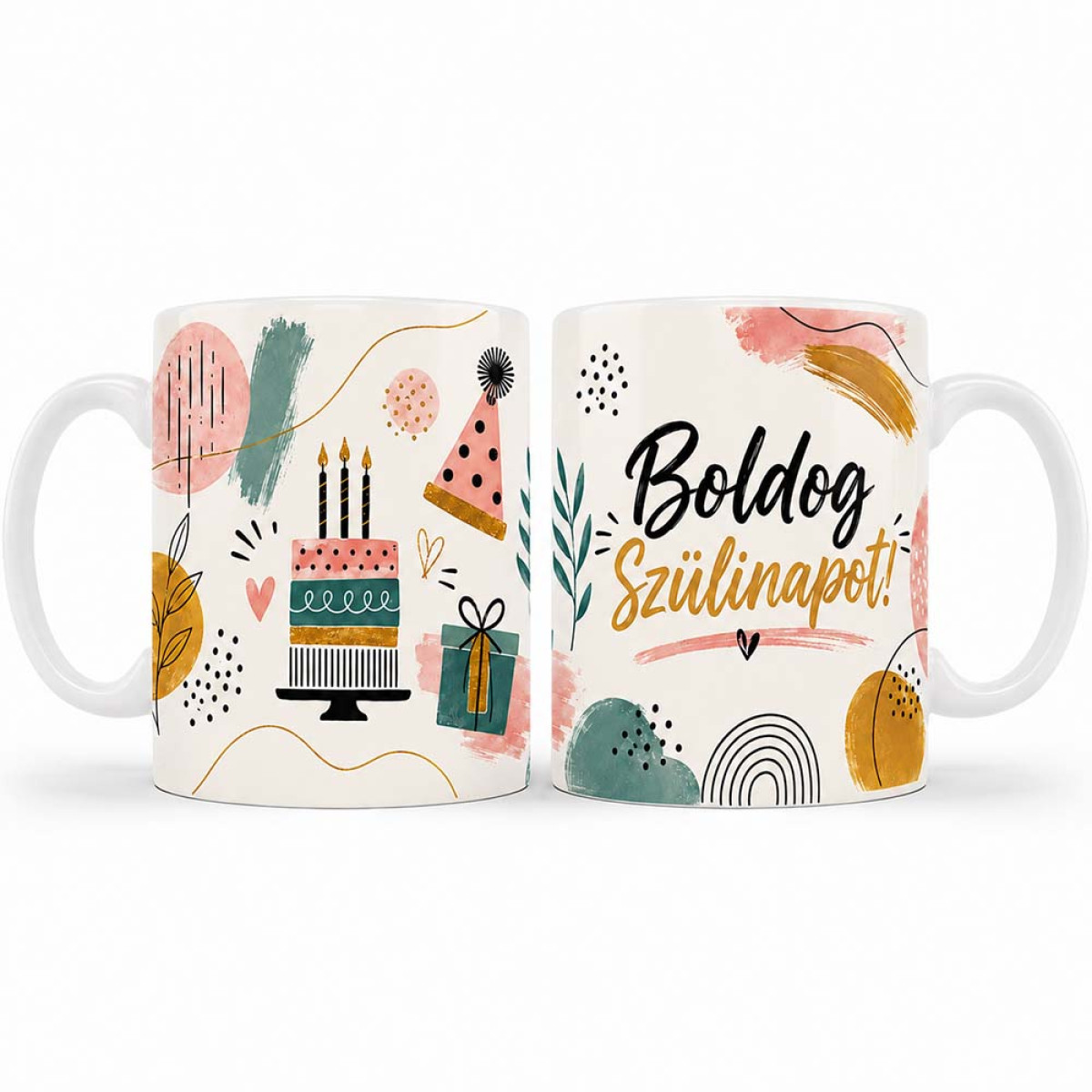 (B1495) Boldog Szülinapot Modern Bögre – Vidám Születésnapi Ajándék