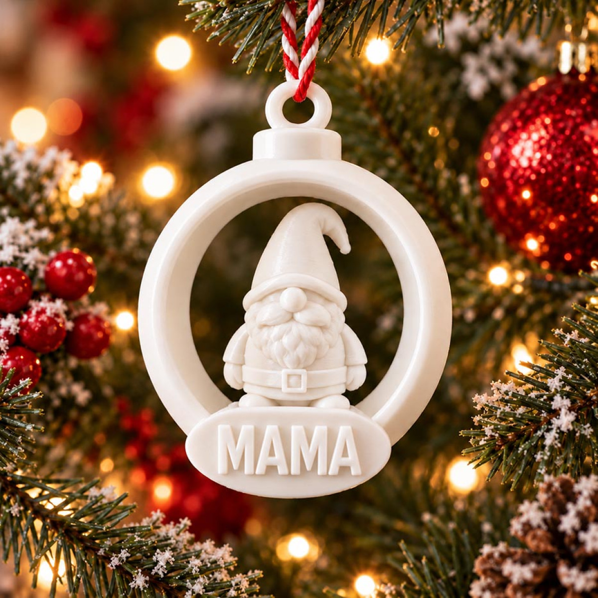 Ajándék Mamának – MAMA Feliratú Gnóm Manós Karácsonyfadísz