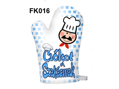 (FK016) Főzőkesztyű 16 cm x 26 cm - Csókot a szakácsnak - Ajándék Szakácsoknak
