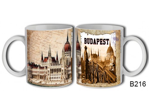 (B216) Bögre 3 dl - Férfi hídon Budapest - Budapestes Ajándéktárgyak - Budapest souvenir