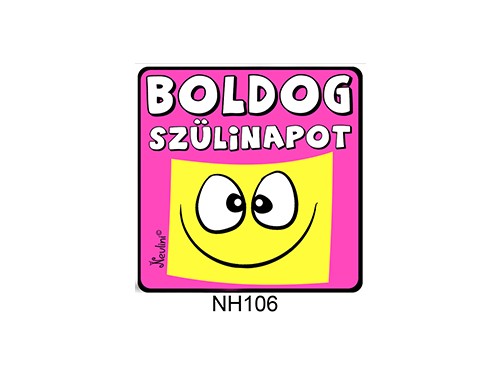 (NH106) Hűtőmágnes 7,5 cm x 7,5 cm - Boldog Szülinapot pink - Szülinapi Ajándékok