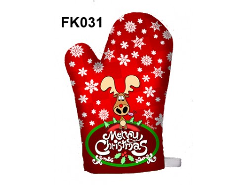 (FK031) Főzőkesztyű 16 cm x 26 cm - Merry Christmas szarvas – Karácsonyi ajándékok