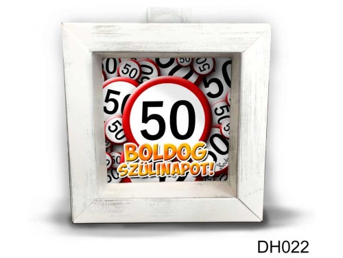 (DH022) Kicsi 3D Képkeret 11,2 cm x 11, 2 cm - Boldog 50 Szülinapot - Szülinapi ajándékok - Születésnapi Ajándék Ötletek