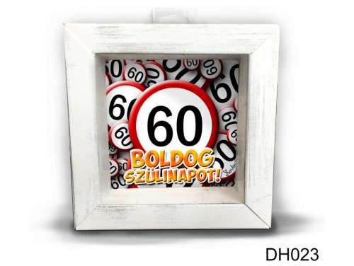 (DH023) Kicsi 3D Képkeret 11,2 cm x 11, 2 cm - Boldog 60 Szülinapot - Szülinapi ajándékok - Születésnapi ajándék ötletek