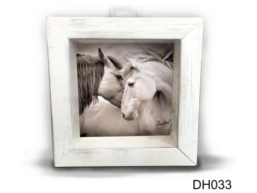(DH033) Kicsi 3D Képkeret 11,2 cm x 11, 2 cm - Ló fej pár - Lovas Ajándék Ötletek