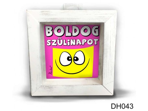 (DH043) Kicsi 3D Képkeret 11,2 cm x 11, 2 cm - Boldog Szülinapot rózsaszín - Szülinapi Ajándékok