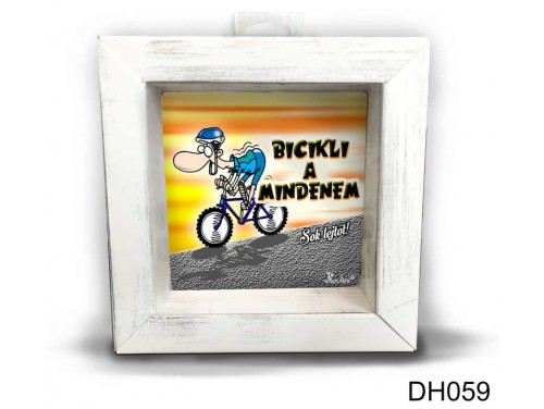 (DH059) Kicsi 3D Képkeret 11,2 cm x 11, 2 cm - Biciklizés a mindenem - Biciklis Ajándékok