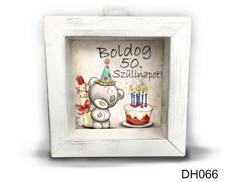 (DH066) Kicsi 3D Képkeret 11,2 cm x 11, 2 cm - Boldog 50 Szülinapot - Szülinapi Ajándék Ötletek