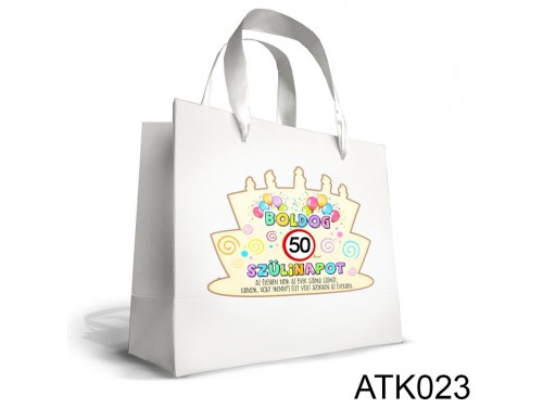 (ATK023) Kicsi Dísztasak 18cm x 21cm - Boldog 50 Szülinapot - Ajándék Születésnapra